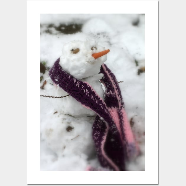 snowman in a pink scarf Wall Art by DlmtleArt